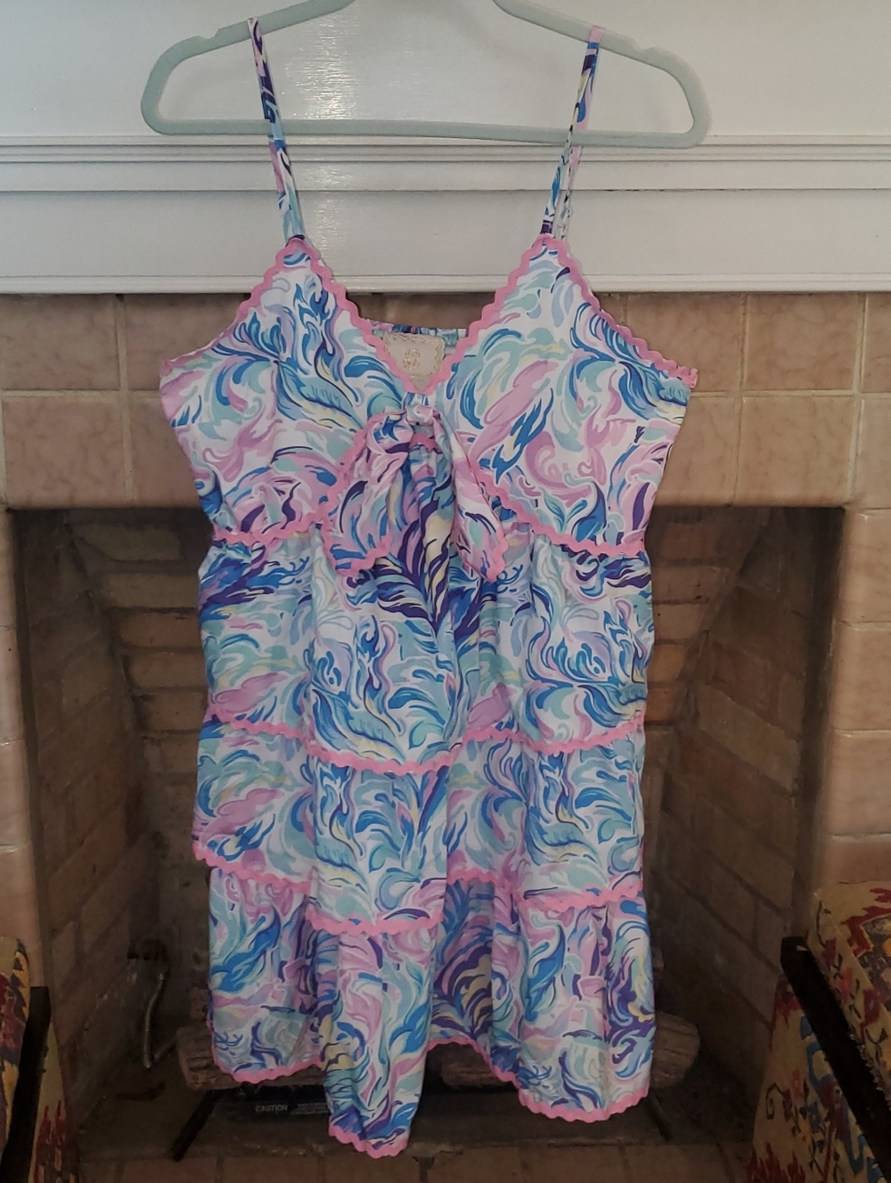 NWT Simply Southern Bow Front Tiered Watercolor Sun Dress Sz Large